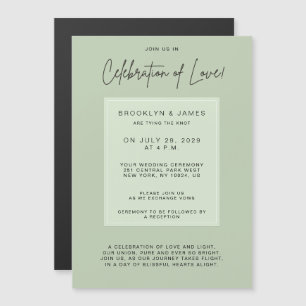 Invitation Magnétique Célébration de l'amour minimaliste de mariage vert