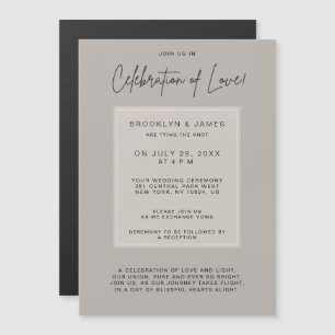 Invitation Magnétique Célébration Minimale De L'Amour Mariage Beige