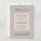 Invitation Magnétique Célébration Minimale De L'Amour Mariage Beige (Recto)