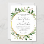 Invitation Magnétique Cercle Floral Vert Or (Recto)