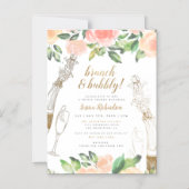 Invitation Magnétique Champagne & Rose | Fête des mariées Brunch & Bubbl (Recto)