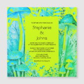 Invitation Magnétique Champignons Bois Lime Vert Turquoise Bleu Mariage (Devant)