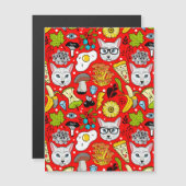 Invitation Magnétique Chat et oeuf sur le rouge (Devant / Derrière)