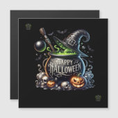 Invitation magnétique Chaudron Joyeux Halloween (Devant / Derrière)