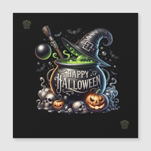 Invitation magnétique Chaudron Joyeux Halloween (Devant)