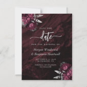 Invitation Magnétique Chic Burgundy Silver Floral Wedding Enregistrer la (Recto)