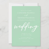 Invitation Magnétique Chic Mint Green Typographie Blanc Mariage de print (Recto)