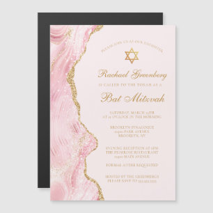 Invitation Magnétique Chic Rose Gold Agate Bat mitzvah Party Personnalis