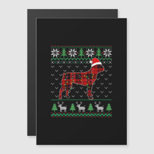 Invitation Magnétique Chien à carreaux rouges Lumières de Noël laides Bo