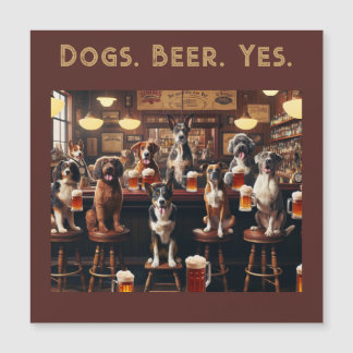 Invitation Magnétique Chiens. Bière. Oui. Drôles de chiens