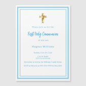Invitation Magnétique Ciel bleu blanc garçon Première communion sainte (Devant)