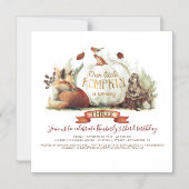 Invitation Magnétique Citrouille d'automne et animaux des bois Anniversa (Recto)