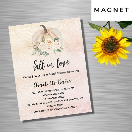 Invitation Magnétique Citrouille de douche nuptiale tombent dans le luxe