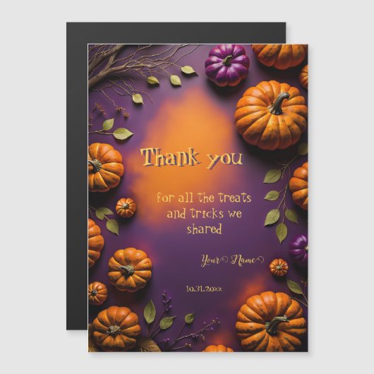 Invitation Magnétique Citrouilles d'Halloween (Devant / Derrière)
