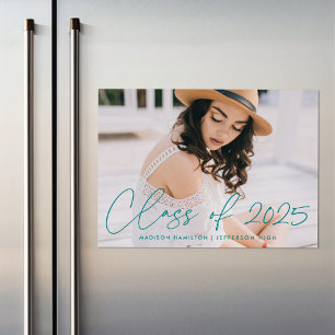 Invitation Magnétique Classe of 2023 Teal Script