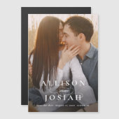 Invitation Magnétique Classic Elegant Typographie Noms Mariage photo Sav (Devant / Derrière)