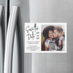 Invitation Magnétique Code QR et photo Mariage manuscrit Enregistrer la 