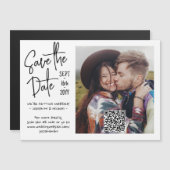 Invitation Magnétique Code QR et photo Mariage manuscrit Enregistrer la (Devant / Derrière)