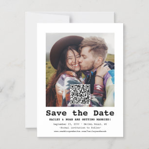 Invitation Magnétique Code QR et photo Typewriter Mariage Enregistrer la