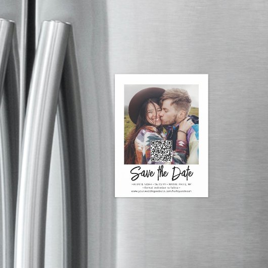 Invitation Magnétique Code QR Photo Overlay Mariage moderne Enregistrer
