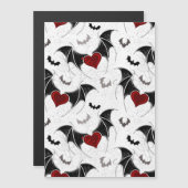 Invitation Magnétique Coeur d'Halloween avec ailes de chauve-souris noir (Devant / Derrière)