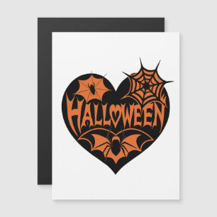 Invitation Magnétique Coeur d'Halloween, Forme de Coeur Noir, Spider Web