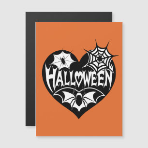 Invitation Magnétique Cœur d'Halloween, forme de cœur noir, toile d'arai