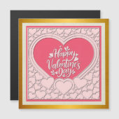 Invitation Magnétique Cœur Rose Élégant Joyuse Saint-Valentin Élégant (Devant / Derrière)