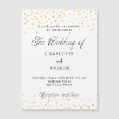 Invitation Magnétique Coeurs or blanc mariage élégant script luxe (Devant)