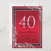 Invitation Magnétique Coins décoratifs Ruby & Black Anniversaire (Recto)