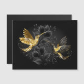 Invitation Magnétique Colibri noir et or (Devant / Derrière)
