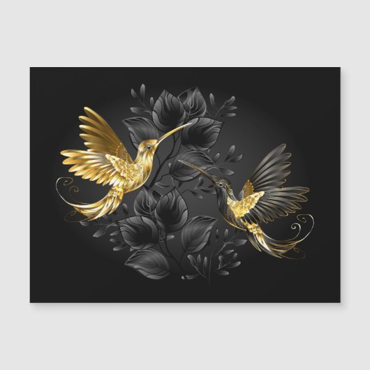 Invitation Magnétique Colibri noir et or (Devant)