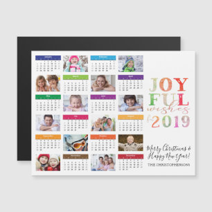 Invitation Magnétique Collage de photos de calendrier 2019 Modifiable Fé