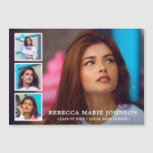 Invitation Magnétique Collage photo simple Graduation moderne (Devant)