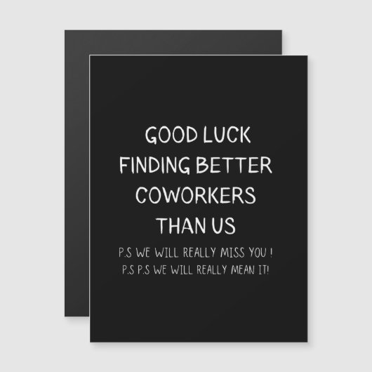 Invitation Magnétique Collègue quittant Coworker Quitter Funny New Job (Devant / Derrière)