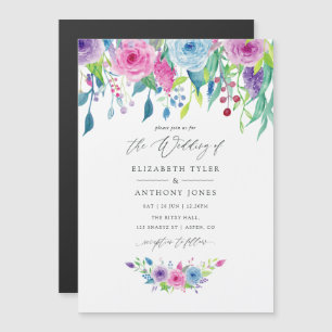 Invitation Magnétique Combinaison couleur ultra violet Aquarelle Floral 
