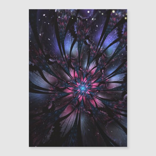 Invitation Magnétique Conception Abstraite des fleurs fractales. (Devant)