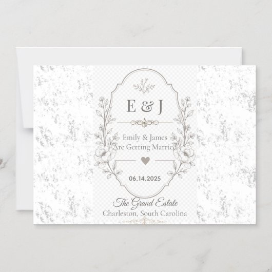 Invitation Magnétique Conception de célébration de mariage romantique de (Recto)
