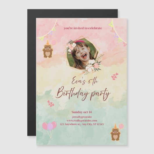 Invitation Magnétique Conception de l’invitation pour le 5e anniversaire (Devant / Derrière)