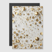 Invitation Magnétique Confetti doré de luxe | Célébration élégante (Devant / Derrière)