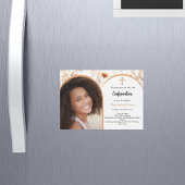 Invitation Magnétique Confirmation d'arche de fleurs en or rose et pêche