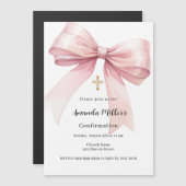 Invitation Magnétique Confirmation de la fille arc rose (Devant / Derrière)