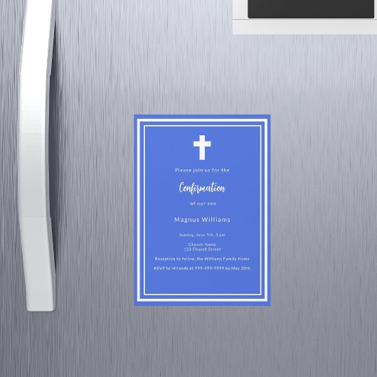 Invitation Magnétique Confirmation du Royal blue boy