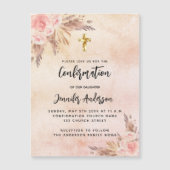 Invitation Magnétique Confirmation pampas herbe rose or blush luxe (Devant)