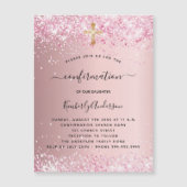 Invitation Magnétique Confirmation parties scintillant rose vif fille lu (Devant)