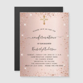 Invitation Magnétique Confirmation rose or blush luxe (Devant / Derrière)