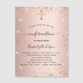 Invitation Magnétique Confirmation rose or blush luxe (Devant)