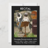 Invitation Magnétique Considérant Faire-part, pingouins, cordes, piano (Recto)