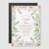 Invitation Magnétique Coral Floral Boho Chic Mariage (Devant / Derrière)