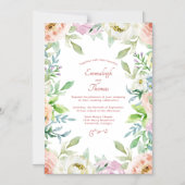 Invitation Magnétique Coral Floral Boho Chic Mariage (Recto)
